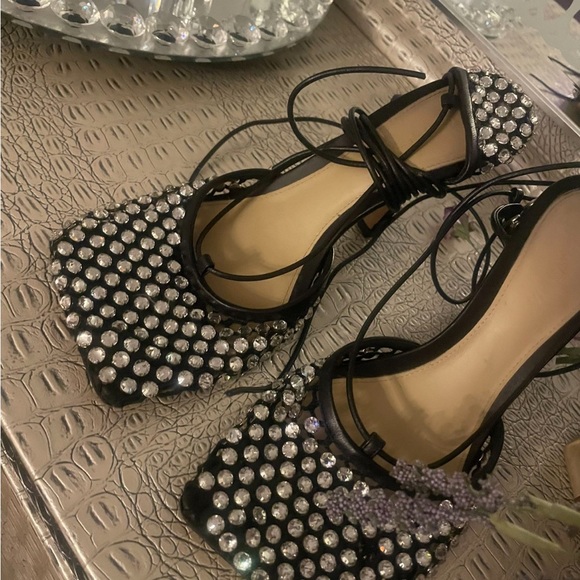 Bottega Veneta Black Crystal Lace-Up Stiletto Pumps - Picture 7 of 7